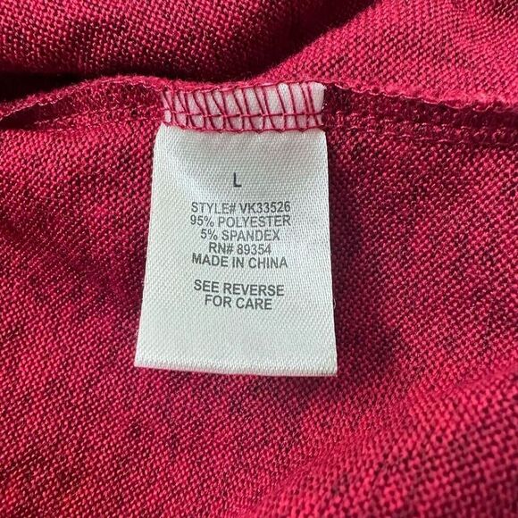 Adrienne Vittadini Womem's L Balloon Sleeve Silver Sparkle Red Cocktail Blouse - Picture 4 of 10